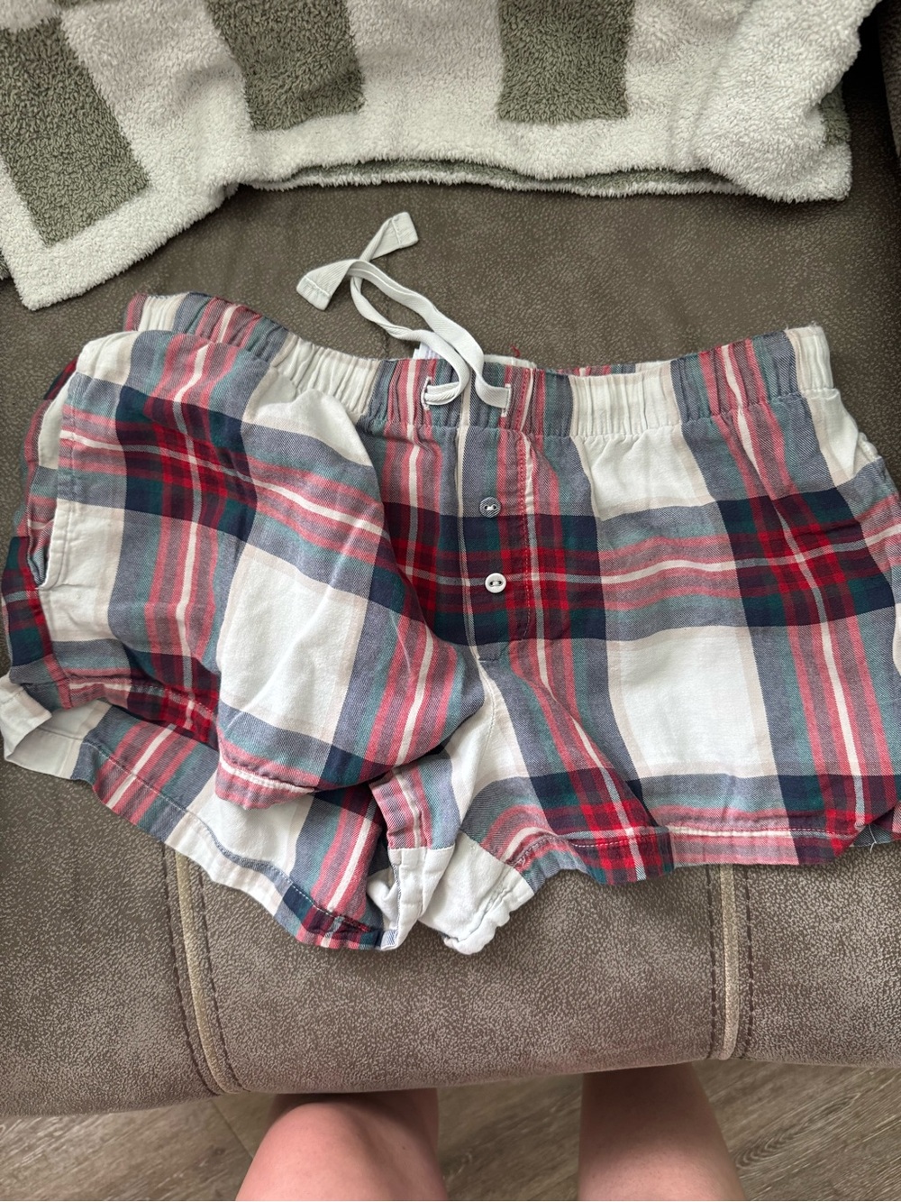 stars above Plaid Lounge Shorts in Red, Blue & White